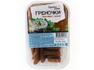 Деревенские гренки со вкусом Баварские колбаски (Сурские): Сурские гренки Сметана с луком (100 гр)